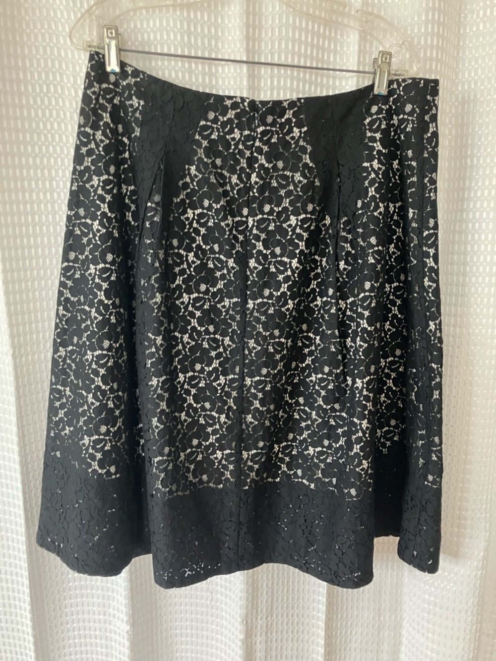 Talbots Black Lace A-Line Skirt Size 12 Cotton Blend Lined Knee Length Classic - Picture 2 of 13